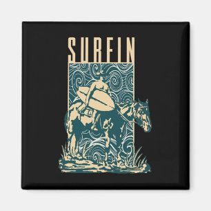 Aimant Cow-boy surfeur Cow-boy avec planche de surf Surfa