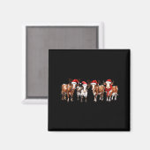 Aimant Cow Reindeer Santa Hat Christmas Light Funny Cows  (Recto/Verso)