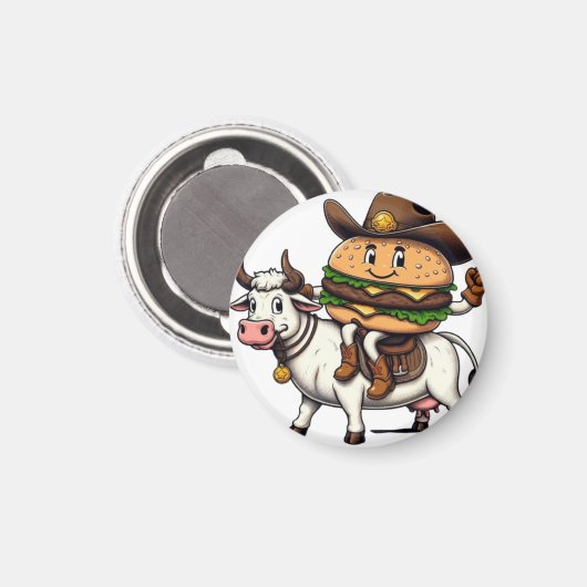 Aimant Cow Riding Hamburger (Recto/Verso)
