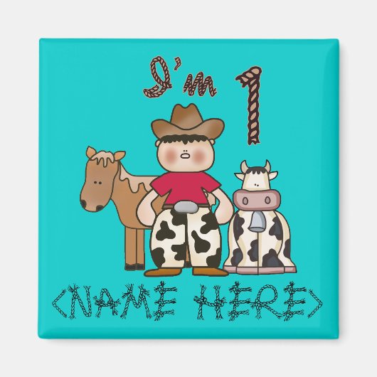 Aimant Cowboy First Birthday - Personalized - Customized (Devant)