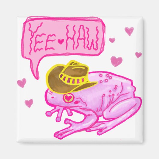 Aimant Cowboy Frog Yee Haw Design (Devant)