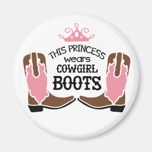 Aimant Cowgirl Princess Cowboy Boots Horse Western