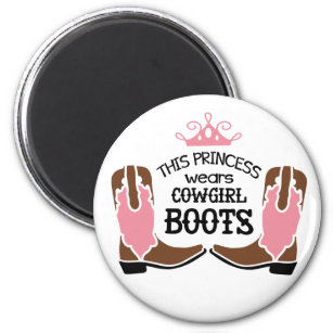 Aimant Cowgirl Princess Cowboy Boots Horse Western