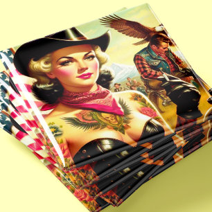 Aimant Cowgirl Rétro Pin-up