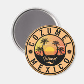 Aimant Cozumel île de Mexico Retro Sunset Souvenirs (Recto/Verso)