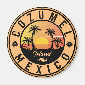 Aimant Cozumel île de Mexico Retro Sunset Souvenirs (Devant)