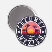 Aimant Cozumel île de Mexico Retro Sunset Souvenirs (Recto/Verso)