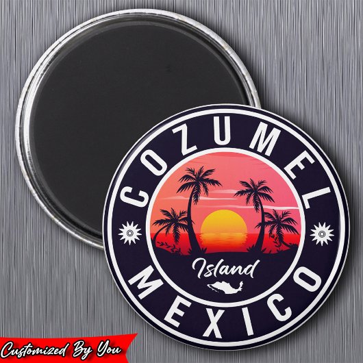 Aimant Cozumel île de Mexico Retro Sunset Souvenirs