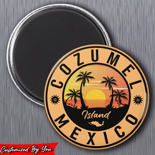 Aimant Cozumel île de Mexico Retro Sunset Souvenirs