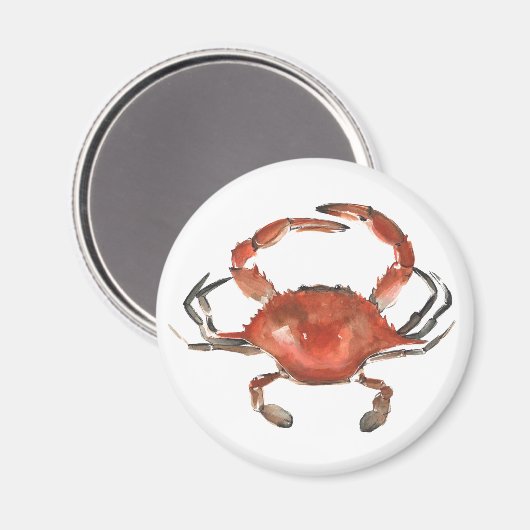 Aimant Crabe aquarelle - Rouge (Recto/Verso)
