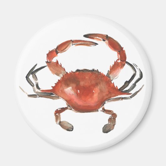 Aimant Crabe aquarelle - Rouge (Devant)