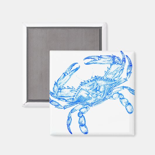 Aimant crabe bleu vintage (Recto/Verso)