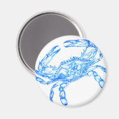 Aimant Crabe bleu vintage - rond (Recto/Verso)