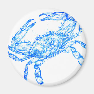 Aimant Crabe bleu vintage - rond