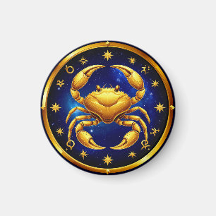 Aimant Crabe Doré Zodiaque Cosmique