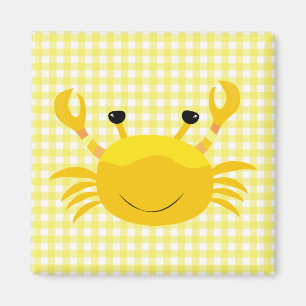 Aimant Crabe jaune sur l'aimant En vichy jaune