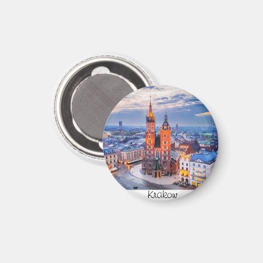 Aimant Cracovie nuit en Pologne (Recto/Verso)