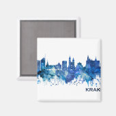Aimant Cracovie Pologne Skyline Blue (Recto/Verso)