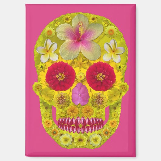 Aimant Crâne à fleurs 8 (Recto)