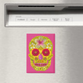 Aimant Crâne à fleurs 8 (In Situ (Lave-vaisselle))