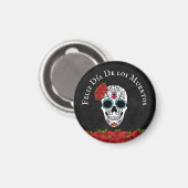Aimant Crâne à sucre Feliz Dia De Los Muertos (Recto/Verso)