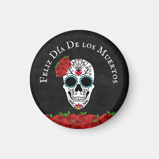 Aimant Crâne à sucre Feliz Dia De Los Muertos (Devant)