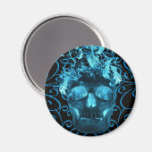 Aimant crâne bleu flamme (Recto/Verso)