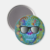 Aimant Crâne coloré très cool avec lunettes (Recto/Verso)