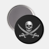 Aimant Crâne d'argent et épées croisées (Recto/Verso)