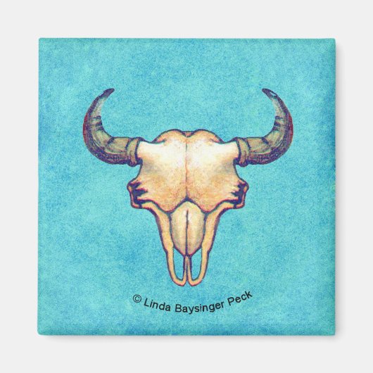 Aimant Crâne de Buffalo Turquoise Ouest (Devant)