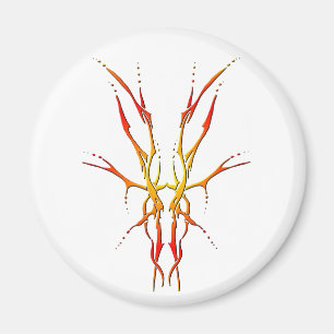 Aimant Crâne de cerf tribal à motif de flammes de chasse