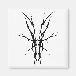 Aimant Crâne de Cerf Tribal Noir Dessin de Chasse
