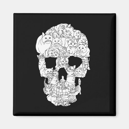 Aimant Crâne de chat Kitty Skeleton Halloween Goth Punk E (Devant)