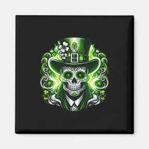 Aimant Crâne de sucre Saint-Patrick Jour des morts Leprec