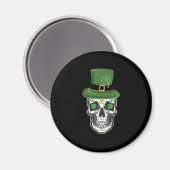 Aimant Crâne de sucre Saint-Patrick Leprechaun Trèfle (Recto/Verso)