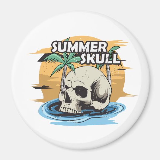 Aimant crâne d'été tiré à la main (Devant)
