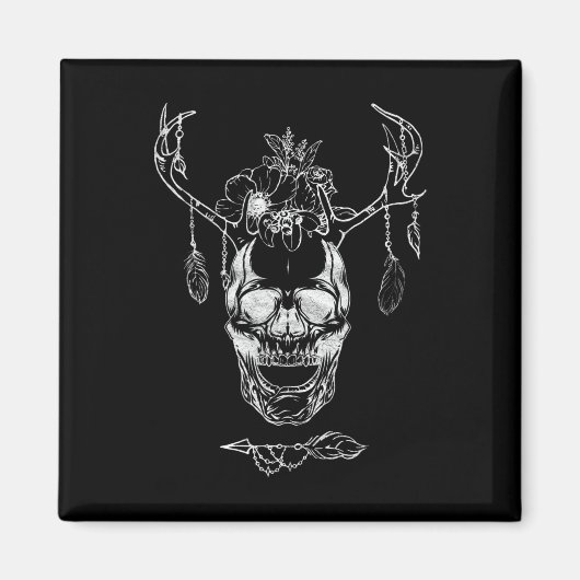Aimant Crâne d'Halloween Boho (Devant)