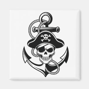 Aimant Crâne et Ancre de pirates audacieux - Conception n