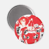 Aimant Crâne et anneaux - Rouge (Recto/Verso)