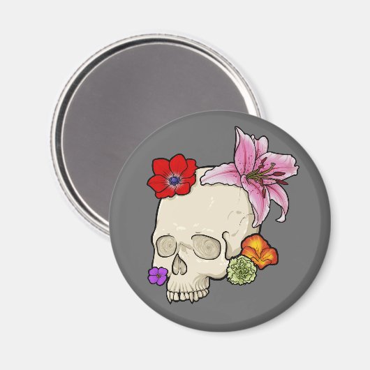 Aimant Crâne et flore (Recto/Verso)