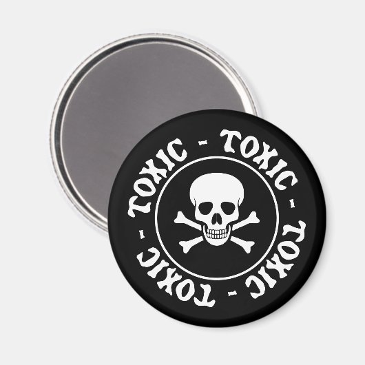 Aimant crâne et os croisés toxiques (Recto/Verso)