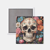 Aimant Crâne fleuri (Recto/Verso)