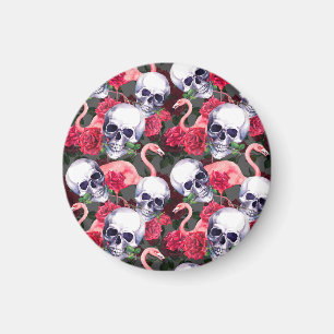 Aimant Crâne floral, motif flamand sans soudure.