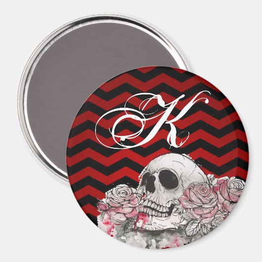 Aimant Crâne magnétique personnalisé Rose gothique Chevro (Recto/Verso)