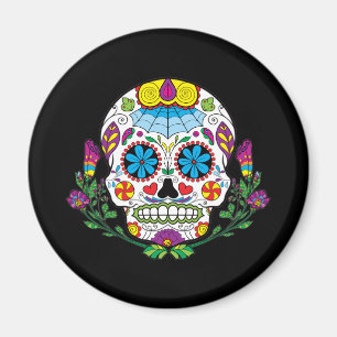 Aimant Crâne mexicain coloré de sucre de tatouage de
