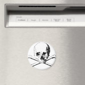 Aimant Crâne noir et blanc et os (In Situ (Lave-vaisselle))