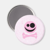 Aimant Crâne rose et noir, sur un Motif rose. (Recto/Verso)