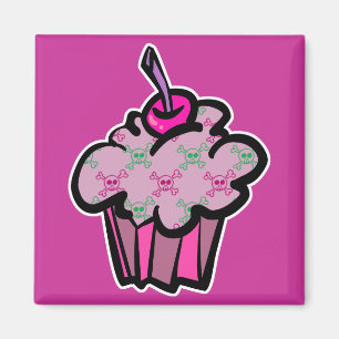 Aimant crâne rose punk arêtes cupcake