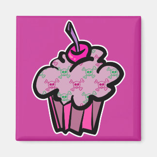 Aimant crâne rose punk arêtes cupcake