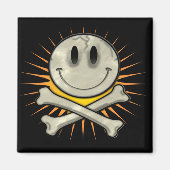 Aimant Crâne souriant et os croisés (Devant)